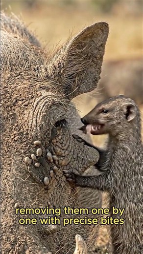 Mongoose Pulls Every Hidden Tick Off This Warthog! 👀