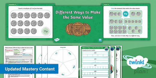 PlanIt Maths Year 2 Money Lesson Pack 5: Different Ways to Make the Same Value