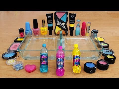 Pink vs Blue vs Yellow Mixing Makeup Eyeshadow Into Slime Special Series 216 Satisfying Slime Video
