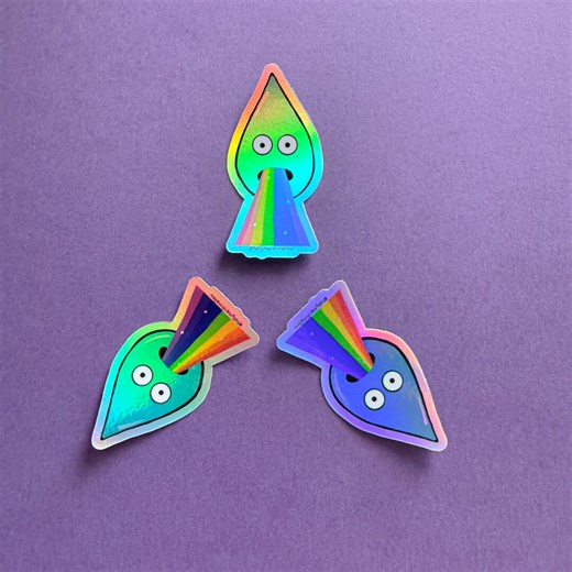 Holographic Barfing Raindrop Die Cut Sticker 3-pack - Etsy