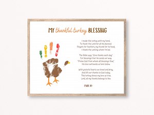 Turkey Blessing Handprint Poem, Thanksgiving Sunday School Activity, Christian Preschool, Turkey Handprint, Thanksgiving Handprint Poem - Etsy