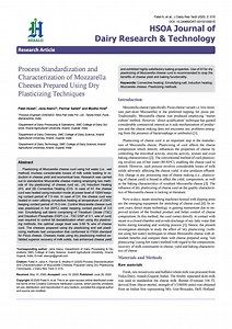 Process Standardization and Characterization of Mozzarella Cheeses Prepared Using Dry Plasticizing