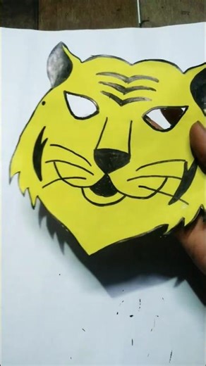 how to making tiger face mask 🐯 #craft #papercraft #mask