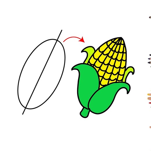 Cómo dibujar un Elote o Mazorca paso a paso | DibuBaron