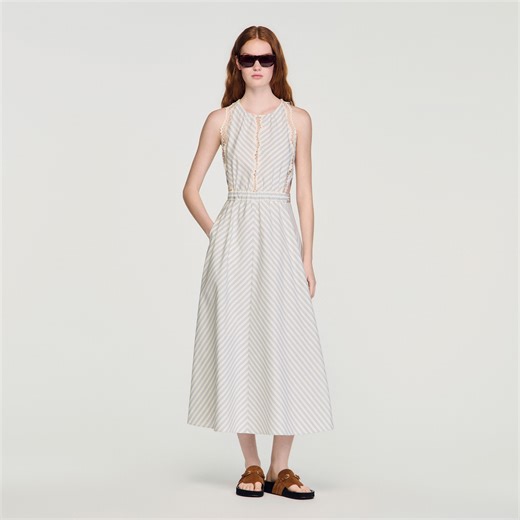 Striped cotton maxi dress | Sandro UK