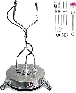 30 in Pressure Washer Surface Cleaner, Dual Handle Stainless Steel Power Washer Surface Cleaner With 4 Wheels, 5200 PSI for Pressure Washer Attachment for Concrete, Patio, Sidewalk, Deck and Driveways