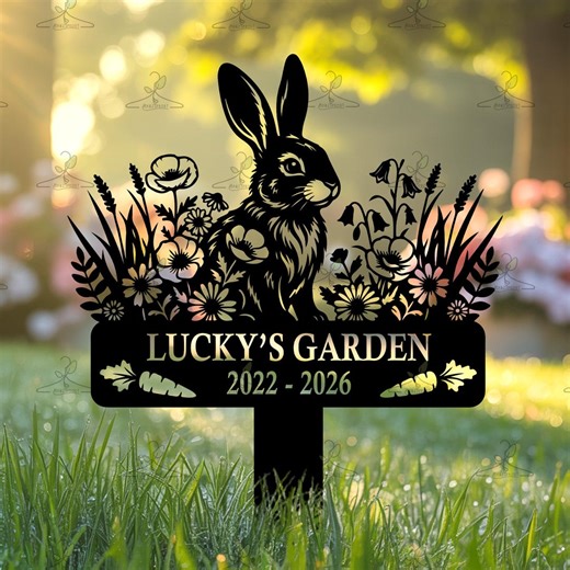 Rabbit Memorial Garden Sign, Personalized Pet Bunny Grave Marker - Etsy UK