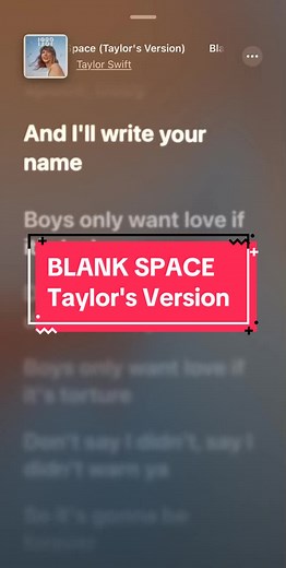 Song: #BlankSpace by #TaylorSwift from #1989TaylorsVersion #TaylorsVersion #1989TV #swiftie #lyrics #taylornation #fyp #BlankSpaceTV #BlankSpaceTaylorsVersion #applemusic