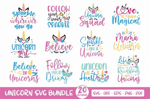 Unicorn SVG Bundle: Unicorn Girl Mama Queen Squad Birthday Designs for Cricut, Silhouette - Etsy