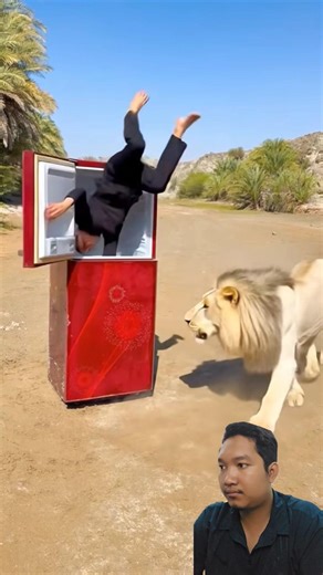🦁 IMPOSSIBLE ESCAPE! Magic Fridge vs. Wild Lion! 😂😱 #Shorts #Funny #Magic #Lion 🦁