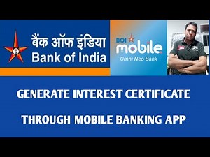how to generate bank of india interest certificate through mobile banking app /