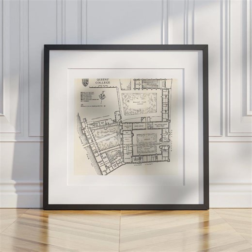 Vintage Cambridge University Map 1959 : Queens' College Architectural Plan - Original Illustration Print - Etsy