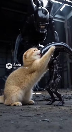 Cat vs baby Alien 🐱👽