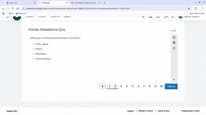 Human Adaptations QuizWhat type of environments do humans try... | Filo