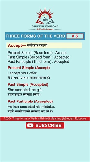Verb Forms of Accept | verb forms series | Accept | English Grammar