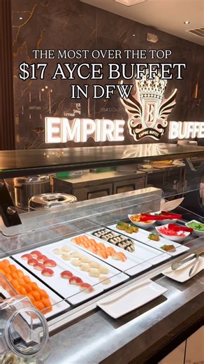 There is a Massive AYCE buffet in DFW with unlimited crab legs 🦀 You need to try @empirebuffetdallas ✨ Empire Buffet is like those old school Chinese buffets we grew up with in the 90’s only better. They have so many classic Chinese entrees to choose from, but now also includes unlimited sushi, hibachi grill, a chocolate fountain, and unlimited crab legs for dinner. And every meal is under $20. Lunch is Mon–Fri and $13.99, Dinner is $16.99 and weekends are $18.99 💸 this is definitely the spot 