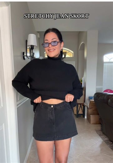 this mini jean skort is everything 🖤✨ wearing a XL 5’8 180lbs 12/14