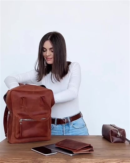 Genuine Leather Backpack With Zipper and Pockets | Leather Bag for Laptop 13 Inches | Personalization Leather Handbag for Everyday Use - Etsy