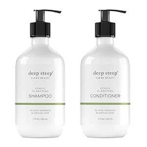 Deep Steep Gentle Clarifying Shampoo & Conditioner, 17 oz – Refreshing Shampoo with Tea Tree Oil, Peppermint, Aloe, Hyaluronic Acid & Panthenol – Sulfate-Free, Vegan, Clean Beauty Hair Care