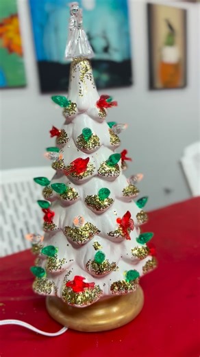 Cardinal Christmas 🕊️🎨 We have the cutest lights you can add on to your Ceramic Christmas Trees! We are loving these! #ceramictrees #christmastrees #artstudio #kidsartstudio #creativekids #familyfun #nepa #thingstodo | The Art Party Place llc