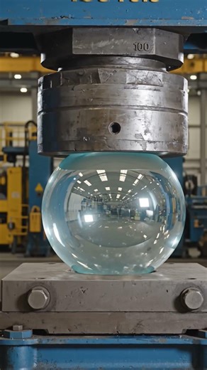 Hydraulic pressing 100 ton machine vs glass bubble #trending #trendingshorts #viral #viralshorts