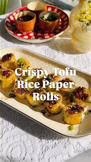 Crispy Tofu Rice Paper Rolls ✨ #easyrecipe #vegetarianrecipes #food #tofurecipe #ricepaperrolls
