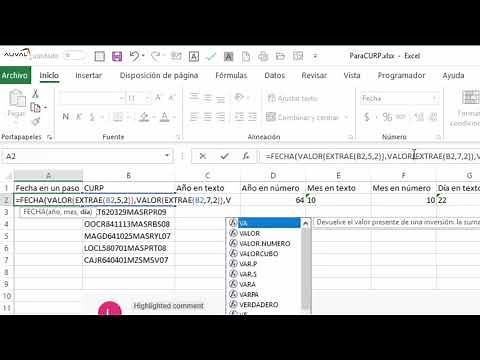 Función para sacar la fecha de nacimiento de una CURP (Excel en español)