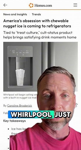 🧊 The nugget ice has finally found a home in your fridge #whirlpool #nuggetice #sonicice #kitchen