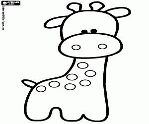 A baby giraffe, a stuffed toy coloring page printable game