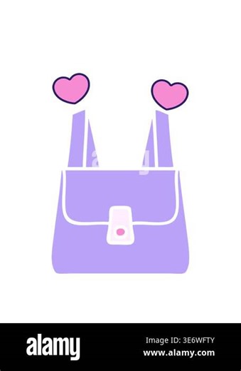 spinning hearts animation of flat color retro cartoon of a green bag Stock Video Footage - Alamy