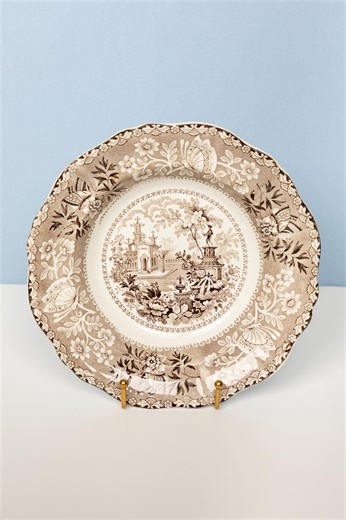 Very Rare Brown Transferware Plate Davenport Antique Florentine Fountain C 1820 - Etsy