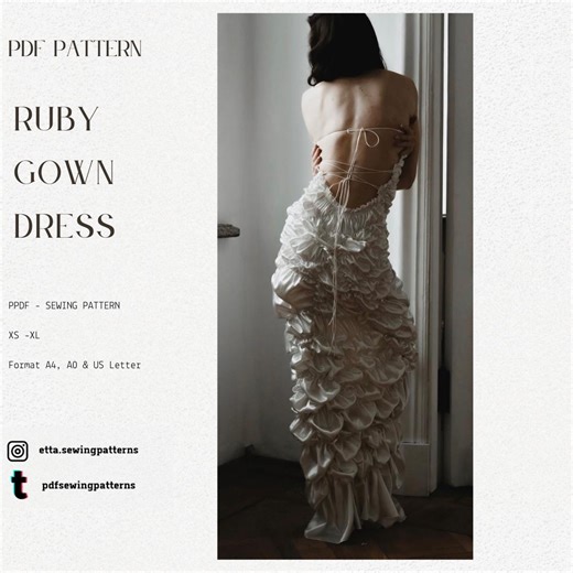 Easy Sewing Pattern | Ruby Gown Pattern PDF | Ball Gown With Shirring | Formal Evening Dress | Easy Dress | XS-XL - Etsy Canada