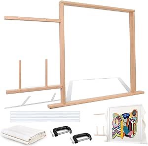Dbround Rug Tufting Frame - Wooden Punch Supplies, Sturdy for Custom Making, Upgraded DIY Kit (No Tack Strip), Table Stand Gun with Monks Cloth