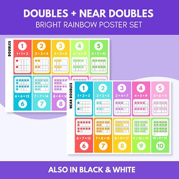 Doubles   Near Doubles Poster Sets BUNDLE | Bright Rainbow