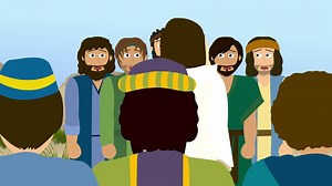 Download Cartoon Bible Illustration of the disciples talking to Jesus for free
