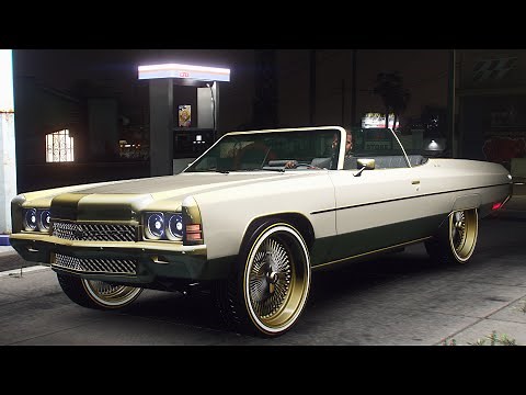 72 IMPALA DONK CONVERTIBLE ON GOLD DAYTON WIRE WHEELS - GTA 5 MODS