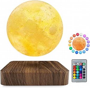 Flagest Floating Moon Lamp 16 Colors Adjustable Brightness Levitating Moon Lamp with Remote Control, Room Desk Decor Magnetic Levitation Moon Night Light, Birthday Holiday Unique Item