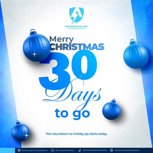 30 days before Christmas — let the spirit of giving start today. | Powerhouse Ice Tube Machine
