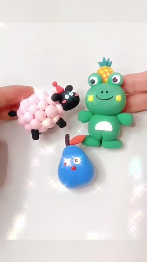 Cute refrigerator sticker🥰🐸🐑🎊#clay #handmade #diy