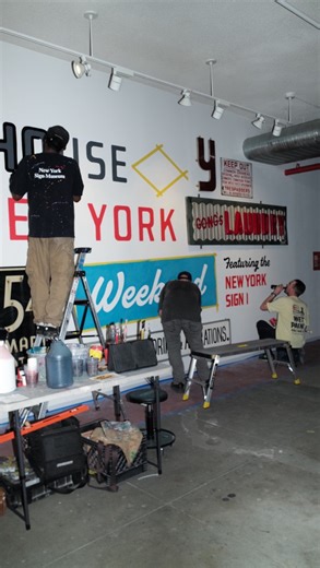 Noble Signs on Instagram: "Hyped to kick off Open House New York 2025 weekend with a live painting and vintage sign activation in the iconic Woolworth Building!🌟 Building off of the branding we did for this years’ festival, our team transformed the space at the opening reception, creating a mixed media installation incorporating sign painting and some of our favorite pieces from the @nysignmuseum collection. A huge thank you to @openhousenewyork for this incredible opportunity. We hope everyone