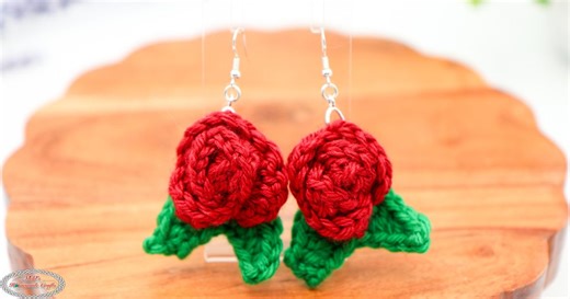 Free Crochet Rose Earrings Pattern   Video Tutorial (Quick & Easy Jewelry)