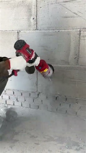 Precision Drilling: Core Boring Concrete Block Walls! 🛠️⚙️ #skills #works #tools #unique #machine
