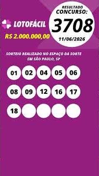 Lotofácil resultado Concurso 3708 11/06/2026