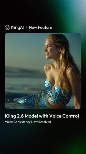 Kling AI on Instagram: "🧜 The Little Mermaid gets her voice back. Voice Control feature is now live in Kling VIDEO 2.6. Voice Consistency Now Resolved. Say goodbye to generic voices and create a custom voice, switch styles, and even sing — all perfectly matched to your characters. #KlingVoiceControl #KlingAI #Kling26 #KlingAudio"