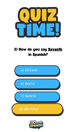 Ordinal Numbers Spanish Quiz #quizchallenge