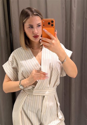 elegant striped jumpsuit 📍 Art. 3074/119/080 ✨ Size XS #zara #tryonhaul #outfit #jumpsuit