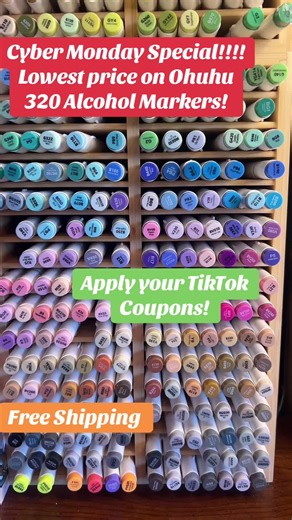 Get your Cyber Monday Special price on Ohuhu 320 Alcohol Markers! Apply your coupons! #creatorsearchinsights #alcoholmarkers #ohuhumarkers