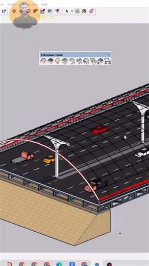 “🚨Software - Sketchup🚨 🛣️⚙️ Parametric Roadway Design in SketchUp using Extrusion Tools 🚧 How I Created a Parametric Structure Over Roadways in SketchUp: ✅ 1. Drew Road Base Layout 🗺️- Plotted the road alignment with curves and guidelines. ✅ 2. Designed Parametric Profile 📐- Created a modular design profile (arches, roofs, or canopies) that adapts to road curvature. ✅ 3. Used Extrusion Tools 🧰-Applied Fredo6’s Extrude Tools to sweep the parametric profile along the road path. ✅ 4. Adjuste