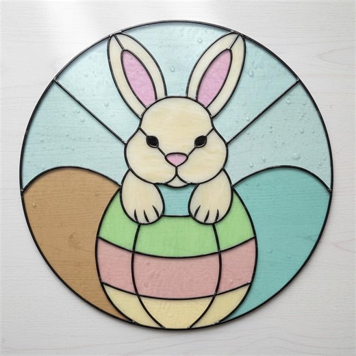 Easter Bunny Stained Glass Pattern: Rabbit Suncatcher DIY (PDF/JPEG) - Etsy