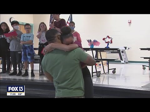 Military dad surprises daughter following deployment
